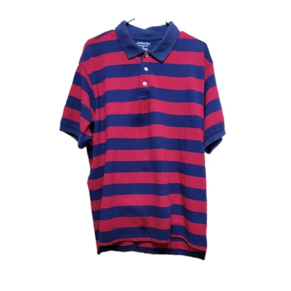 VTG St Johns Bay Polo Short Red/blue Stripe Mens Large - Picture 1 of 8